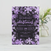 Modern Paarse Winter Wonderland Christmas Black Kaart (Staand voorkant)