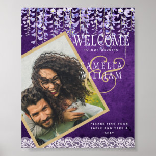Modern Paarse Wisteria Lace Wedding Poster