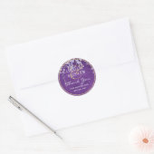 Modern Paarse Wisteria Lace Wedding Ronde Sticker (Envelop)