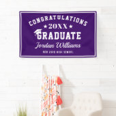 Modern Paarse Wit 2024 Graduation Party Spandoek (Insitu)