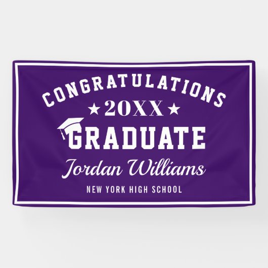 Modern Paarse Wit 2024 Graduation Party Spandoek (Horizontaal)