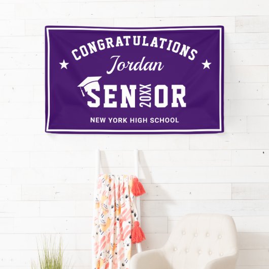 Modern Paarse Wit 2024 Graduation Party Spandoek (Insitu)
