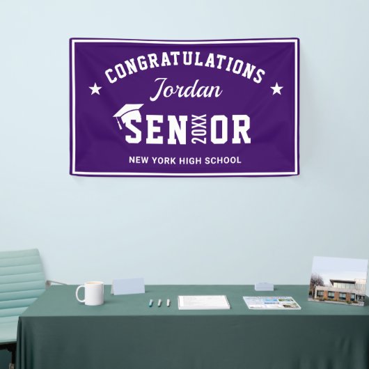 Modern Paarse Wit 2024 Graduation Party Spandoek (Beurs)