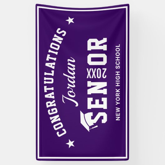 Modern Paarse Wit 2024 Graduation Party Spandoek (Verticaal)