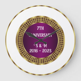 Modern Paarse wit en gouden geometrisch Jubileum Grote Klok