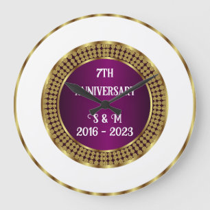 Modern Paarse wit en gouden geometrisch Jubileum Grote Klok