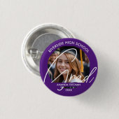 Modern Paarse & Wit Gepersonaliseerd Afstuderen Fo Ronde Button 3,2 Cm (Voorkant /achterkant)