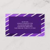 Modern Paarse witte diagonale strepen Visitekaartj Visitekaartje (Achterkant)