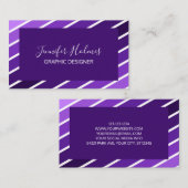 Modern Paarse witte diagonale strepen Visitekaartj Visitekaartje (Voorkant / Achterkant)