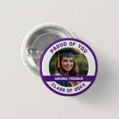 Modern Paarse & Witte Foto Gepersonaliseerd Afstud Ronde Button 3,2 Cm (Voorkant /achterkant)