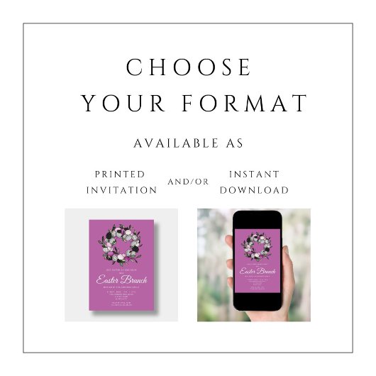 Modern Paarse Wreath Easter Brunch Kaart
