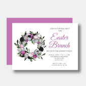 Modern Paarse Wreath Easter Brunch Kaart