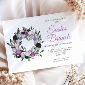 Modern Paarse Wreath Easter Brunch Kaart