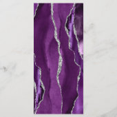 Modern Paarse Zilveren Agate Trouw Menu (Achterkant)