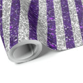 Modern Paarse zilveren glitter stripes patroon Cadeaupapier (Rol Hoek)
