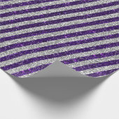 Modern Paarse zilveren glitter stripes patroon Cadeaupapier (Hoek)