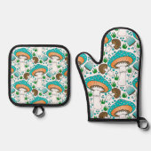 Modern paddenstoelontwerp ovenwant & pannenlap set (Voorkant)