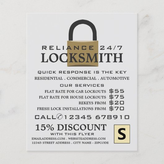 Modern Padlock, Locksmith Adverteren Flyer (Voorkant)