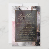 Modern Paint Abstract Roos Houtskool en Goud Kaart (Voorkant)