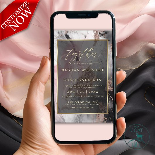 Modern Paint Abstract Roos Houtskool en Goud Kaart