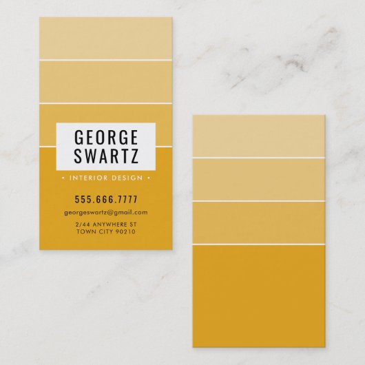 MODERN PAINT CHIP eenvoudig slim ombre geel Visitekaartje (Voorkant / Achterkant)