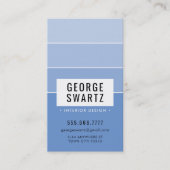MODERN PAINT CHIP eenvoudig slim ombre medium blau Visitekaartje (Voorkant)