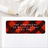 Modern Paint Red Black Plaid Christmas Etiket (Insitu)