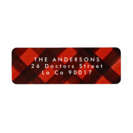 Modern Paint Red Black Plaid Christmas Etiket