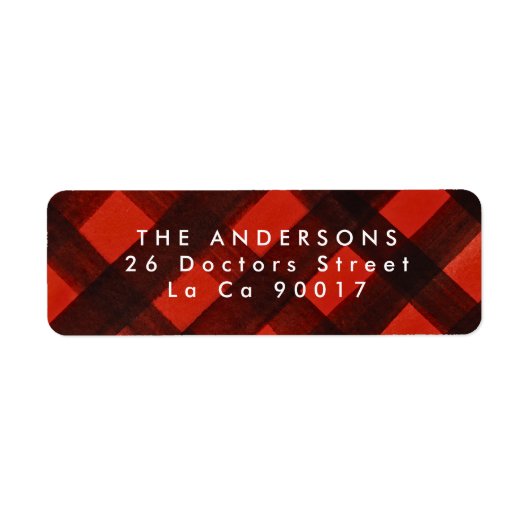 Modern Paint Red Black Plaid Christmas Etiket (Voorkant)