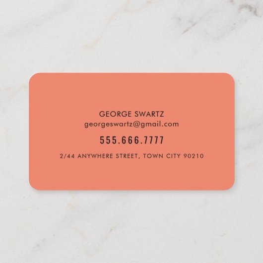 MODERN PAINT STAAL eenvoudig vet sinaasappel zwart Visitekaartje (Achterkant)