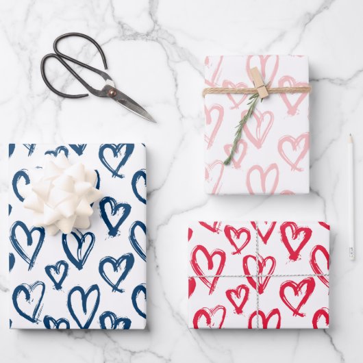 Modern Painted Heart Inpakpapier Vel (Voorkant)