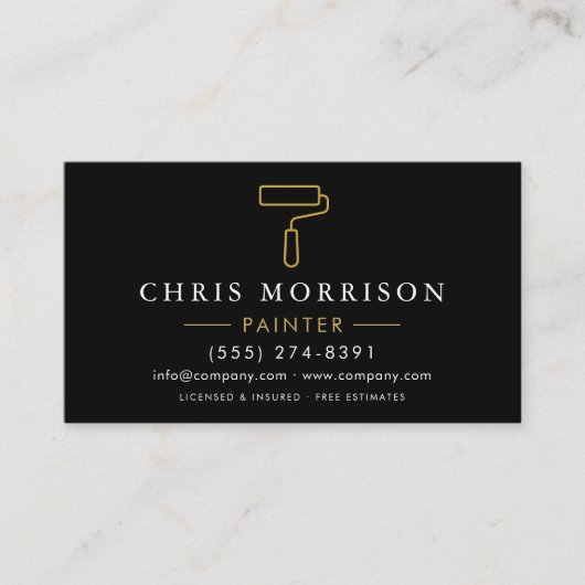 Modern Painter Black Gold QR Code Visitekaartje (Voorkant)