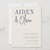 Modern Pair | Navy Blue Typography Wedding Kaart (Voorkant)