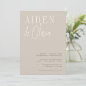 Modern Pair | Neutrale toon Typografie Weddenschap Kaart (Staand voorkant)