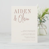 Modern Pair | Terracotta Typography Wedding Kaart (Staand voorkant)