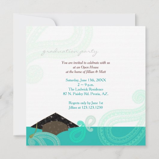 Modern Paisley Afstuderen Foto Aankondiging (Achterkant)