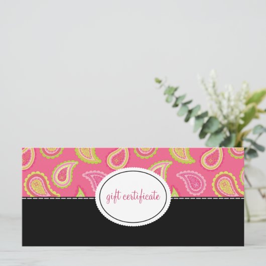 Modern Paisley Boutique Style Cadeaubonnen (Staand voorkant)