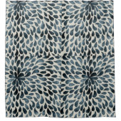 Modern Paisley Flower in Blue and White Douchegordijn (Voorkant)