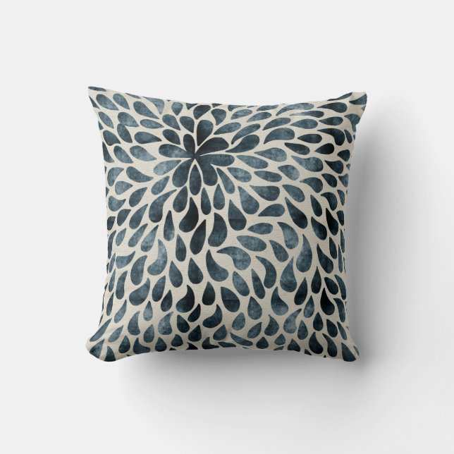 Modern Paisley Flower in Blue and White Kussen (Voorkant)
