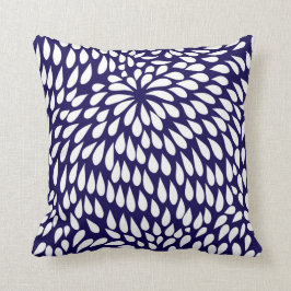 Modern Paisley Flower in Cobalt Blue and White Kussen