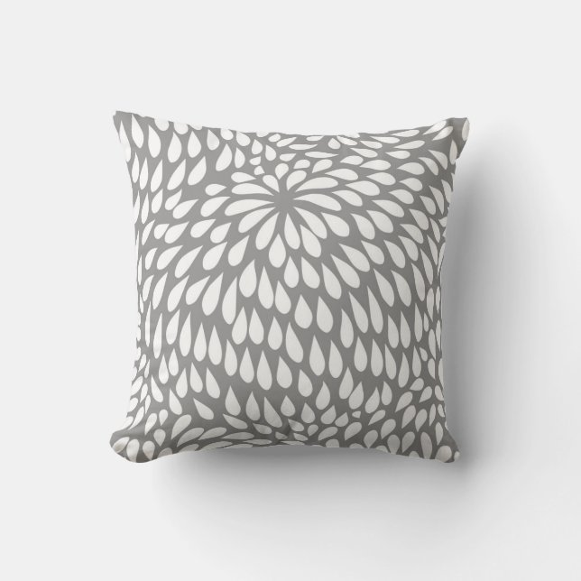 Modern Paisley Flower in Grey and White Kussen (Voorkant)