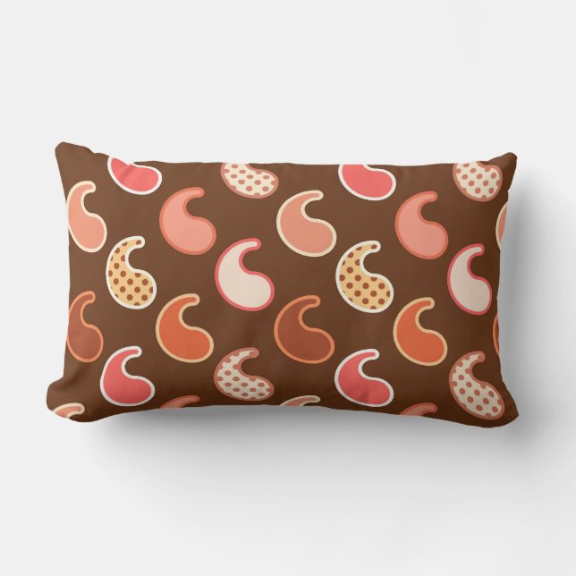 Modern Paisley Patroon, Earth Tones, Cocoa Brown Kussen (Voorkant)
