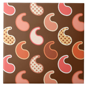 Modern Paisley Patroon, Earth Tones, Cocoa Brown Tegeltje