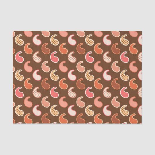 Modern Paisley Patroon, Earth Tones, Cocoa Brown Tissuepapier (Voorkant)