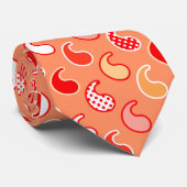 Modern Paisley-patroon, koraal Oranje en wit Stropdas (Opgerold)