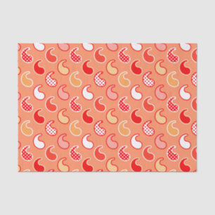 Modern Paisley-patroon, koraal Oranje en wit Tissuepapier