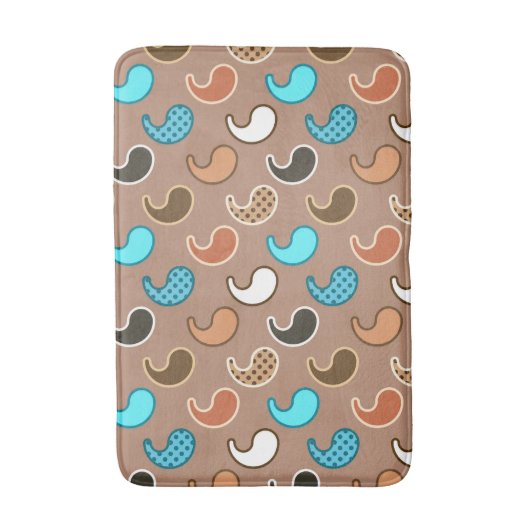 Modern Paisley Patroon, Taupe, Turquoise en Rust Badmat (Voorkant Verticaal)