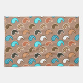 Modern Paisley Patroon, Taupe, Turquoise en Rust Theedoek (Horizontaal)