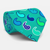 Modern Paisley Patroon, Turquoise, Blue en Aqua Stropdas (Opgerold)