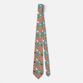 Modern Paisley Patroon, Turquoise en Rust Stropdas (Voorkant)